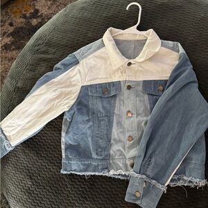 Women's Blue and White Denim Jacket